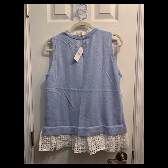 Ann Taylor Loft Periwinkle Blue and White Top -New With Tags - 100% Cotton - Picture 2 of 5
